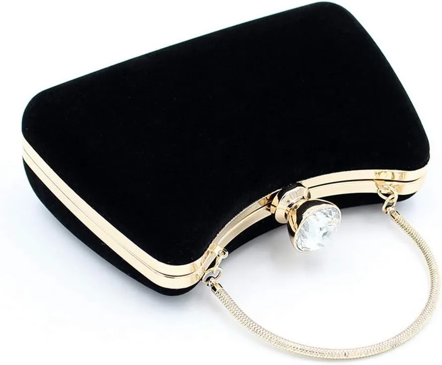Women Velvet Evening Bag Luxury Diamond Handbag Elegant Purse Wedding Banquet Party Clutch Lady Wallet
