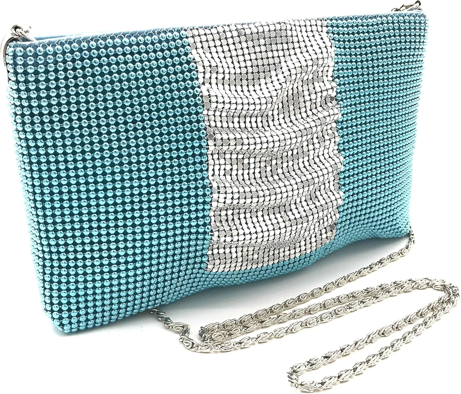 Womens clutch metal mesh metal beaded mesh evening purse for Cocktail Party Prom Wedding Banquet