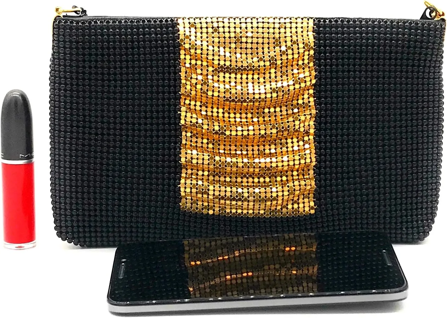 Womens clutch metal mesh metal beaded mesh evening purse for Cocktail Party Prom Wedding Banquet