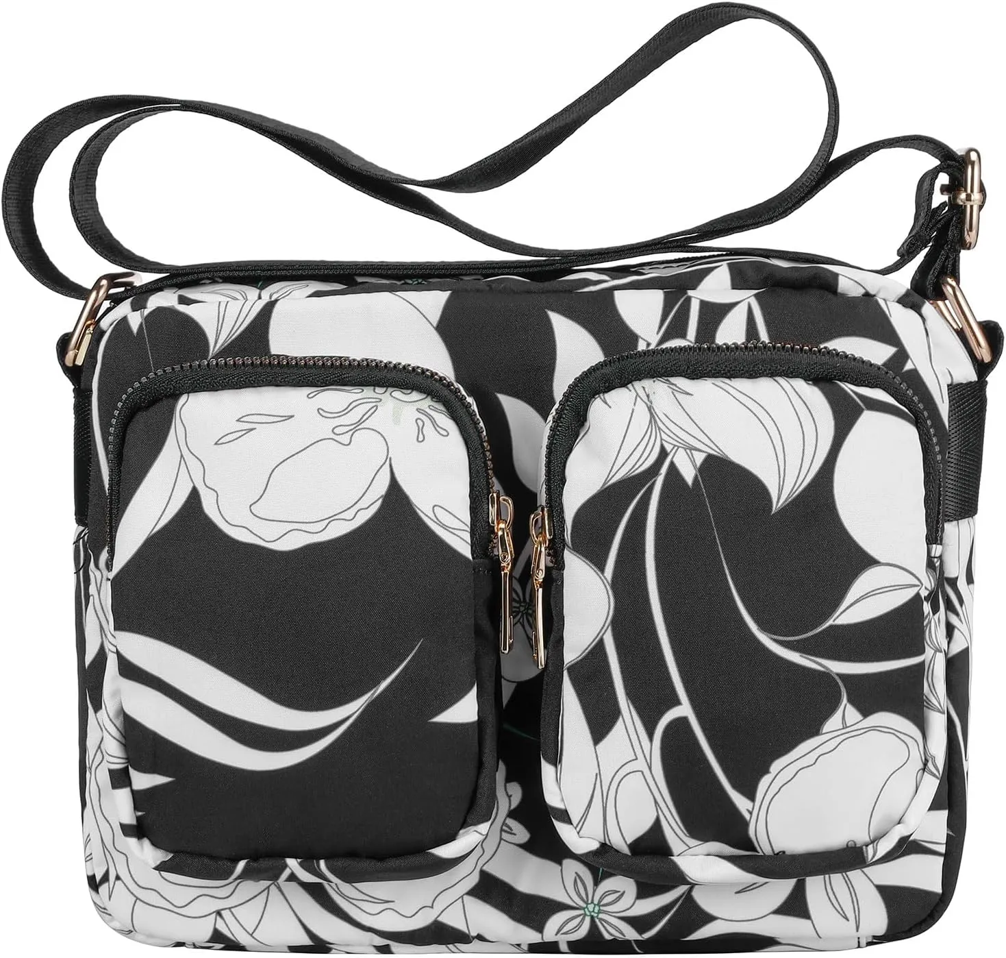 Women's Crossbody Bags - Multi Pocket Shoulder Bag Lightweight Purse Stylish Printed Crossbody Bag
