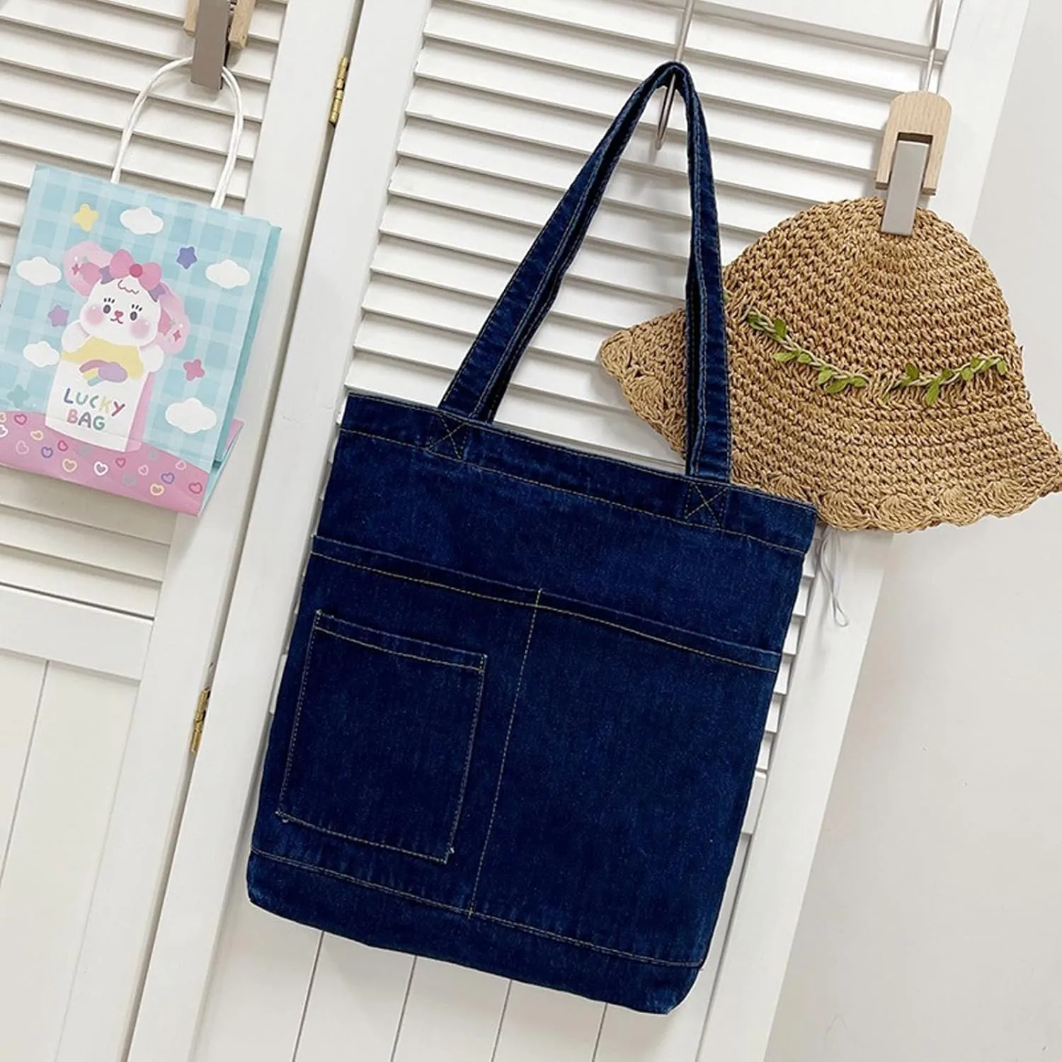 Women's denim wallet, casual handbag, crossbody shoulder bag, girl tote canvas bag