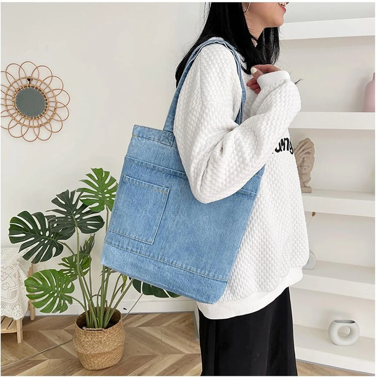 Women's denim wallet, casual handbag, crossbody shoulder bag, girl tote canvas bag