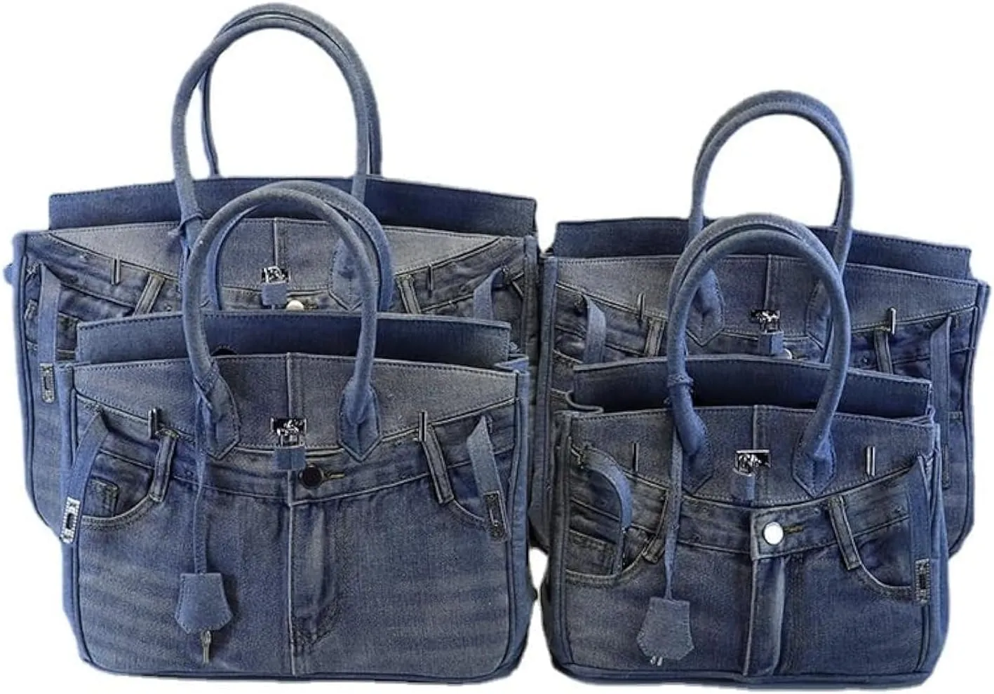 Women's Denim Wallet Tote Large Capacity Satchel Underarm Bag for Beach Travel Daily Shopping Top Shoulder Bag