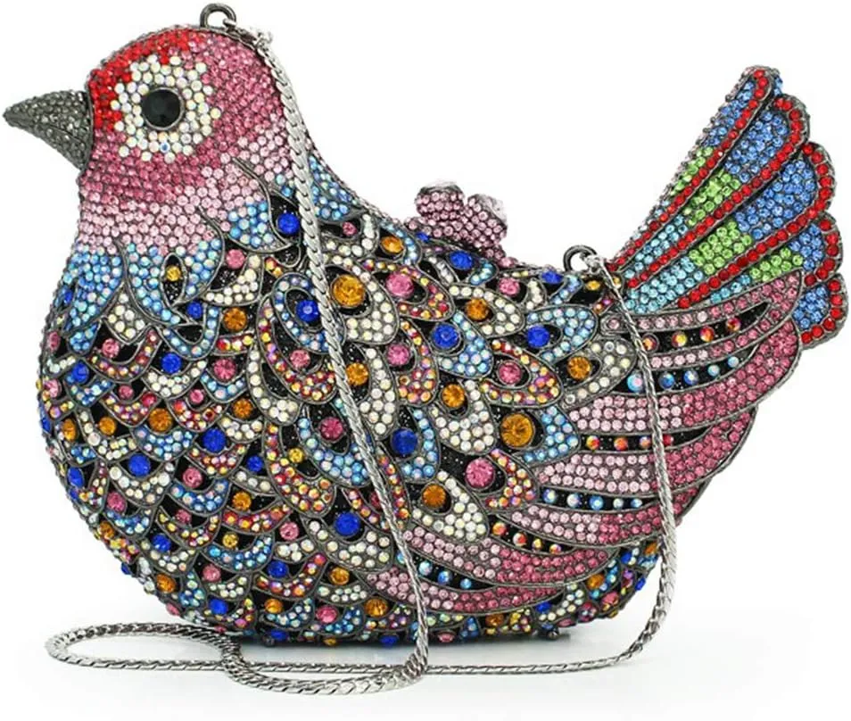Womens Evening-Bag Chain Luxury-Handbag Rhinestone Wedding Ladies Clutch-Purse Bird