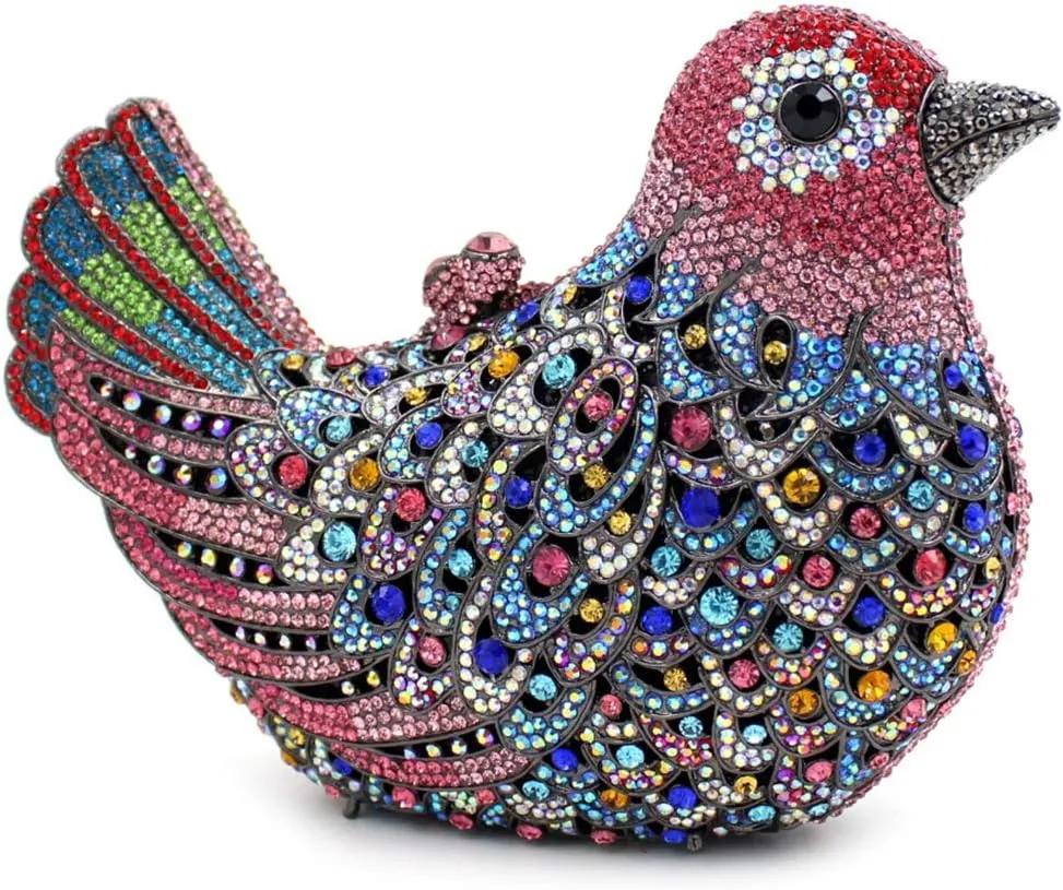 Womens Evening-Bag Chain Luxury-Handbag Rhinestone Wedding Ladies Clutch-Purse Bird