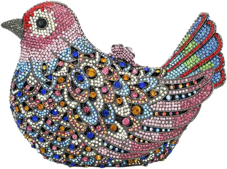 Womens Evening-Bag Chain Luxury-Handbag Rhinestone Wedding Ladies Clutch-Purse Bird