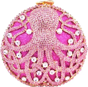 Womens Evening-Bag Chain Rhinestone Ladies Clutch-Purse Wedding Luxury-Handbag Octopus