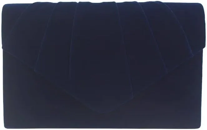 Women's Evening Bag Pleated Envelope Clutch Handbag Velvet Purse Wedding Party Bridal Shoulder Bag