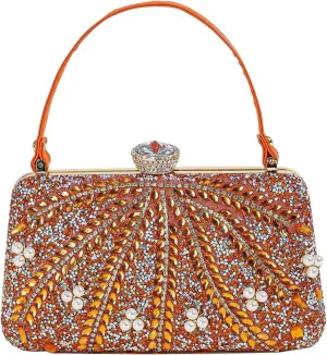 Women's Evening Bag Rhinestone Clutch Bag Pearl Beaded Shoulder Bag Sparkly Crystal Handbag Bridal Wedding Purse