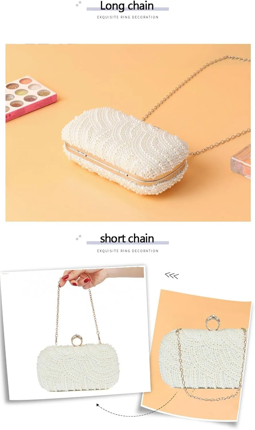 Women's Evening Handbags Pearl Clutch Purse Beaded bag Bridal Clutch wedding Purse