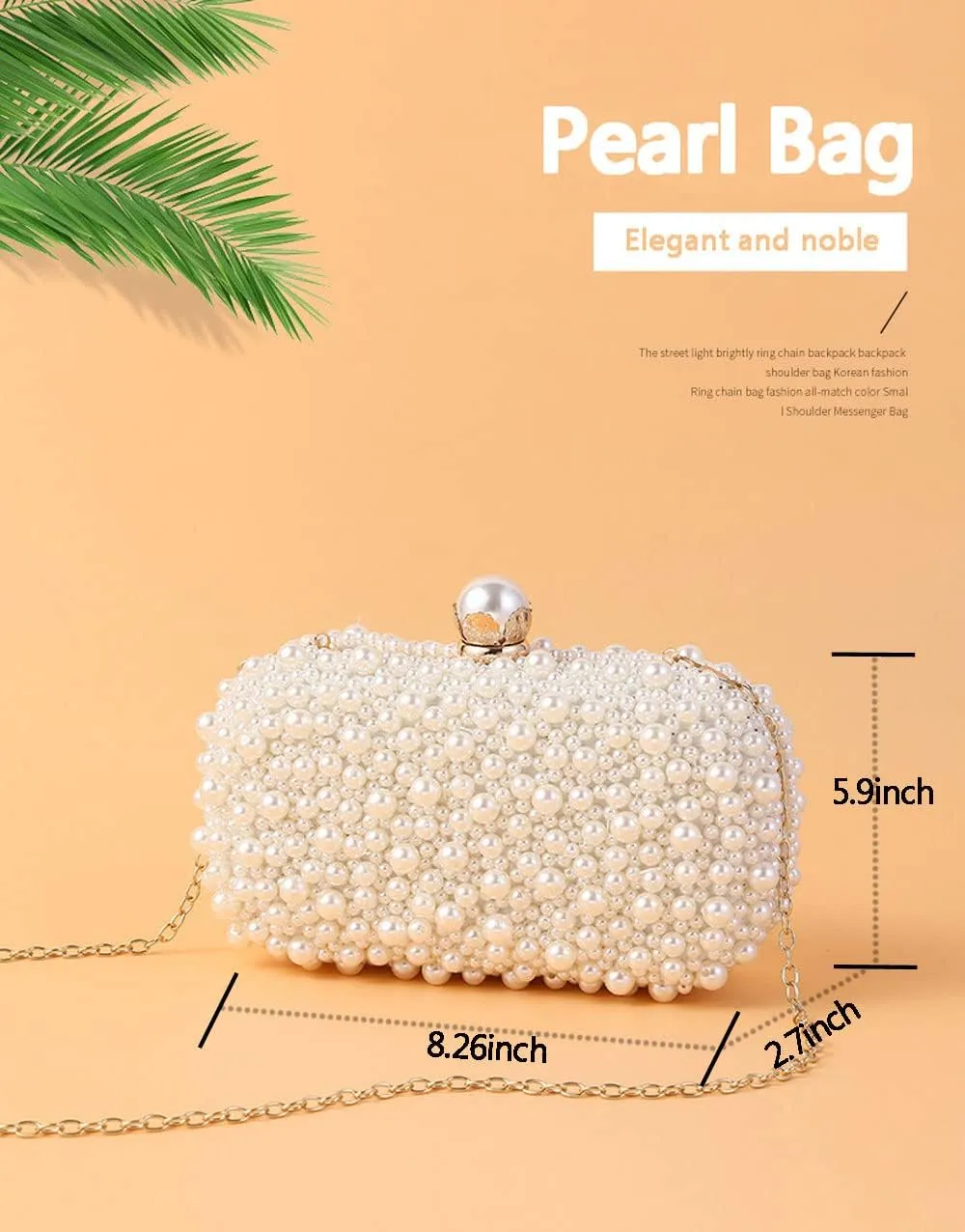 Women's Evening Handbags Pearl Clutch Purse Beaded bag Bridal Clutch wedding Purse