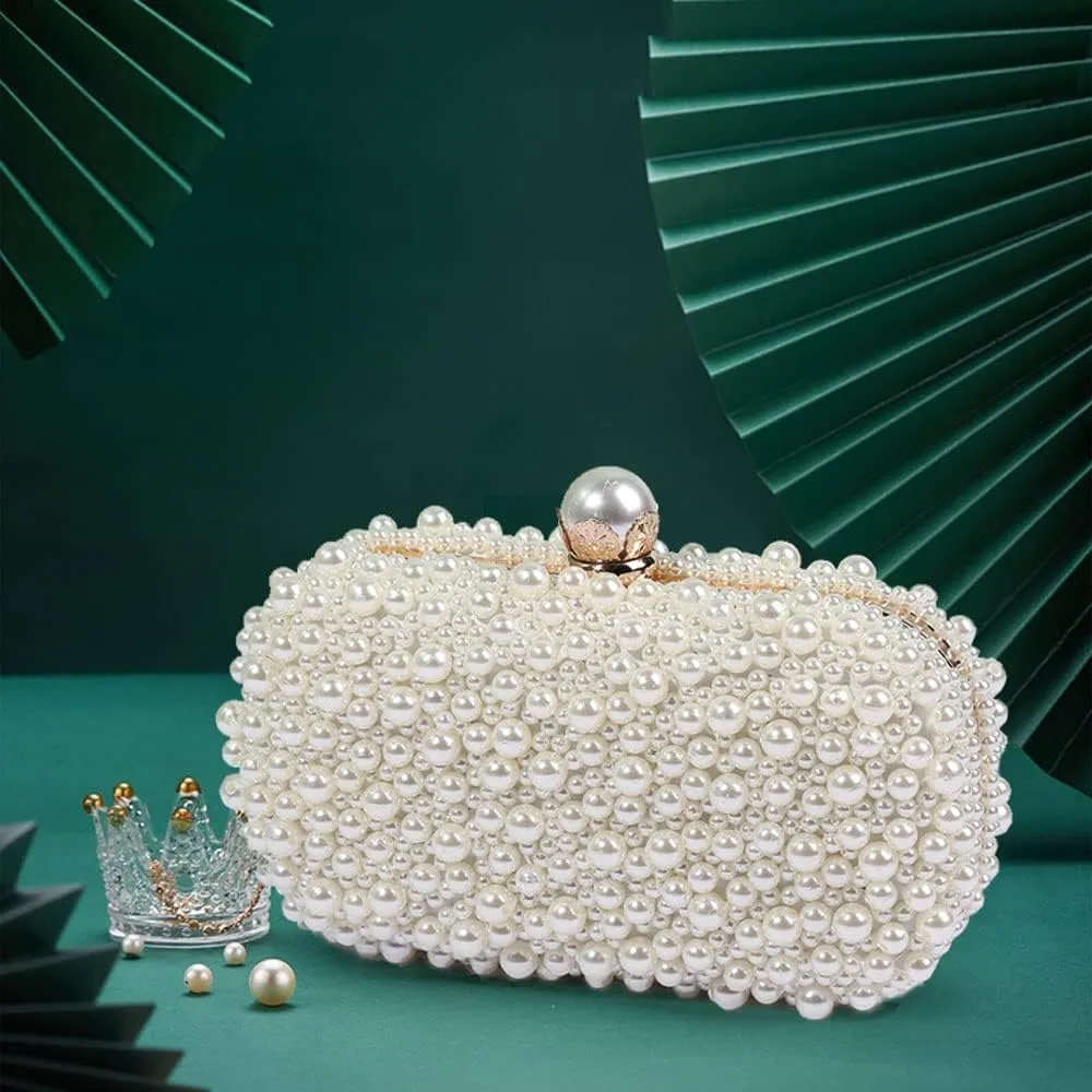 Women's Evening Handbags Pearl Clutch Purse Beaded bag Bridal Clutch wedding Purse