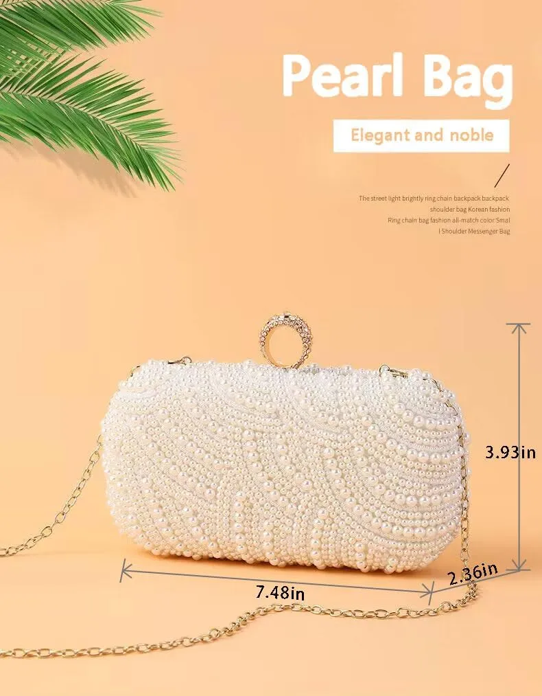 Women's Evening Handbags Pearl Clutch Purse Beaded bag Bridal Clutch wedding Purse
