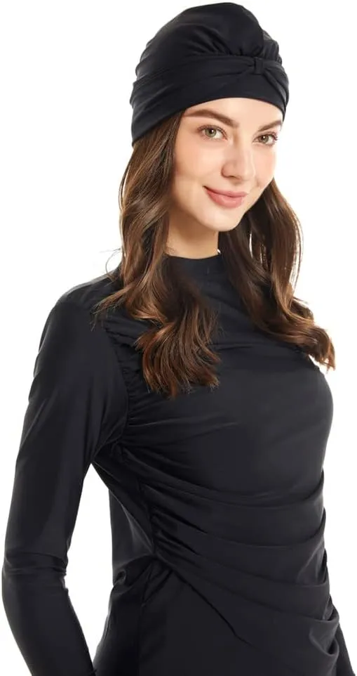 Womens Muslim Islamic Long Sleeves Burkini Swimsuits Swimwear Modest Hijab Top Pants Rashguard Full Cover Floral Bathing Suit