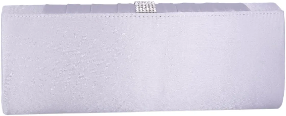 Womens Pleated Evening Bag Satin Beaded Elegant Clutch