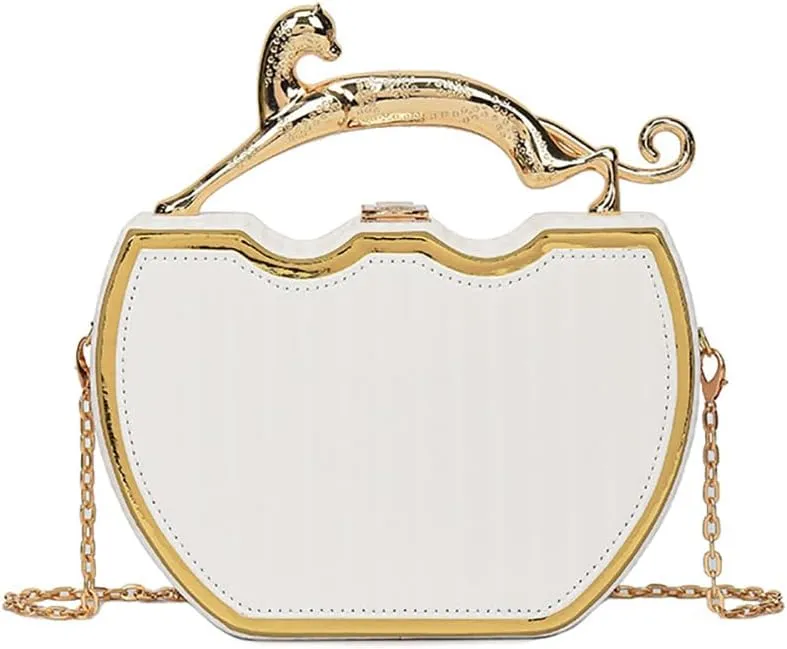 Women's Retro Metal Handbag Box Purse, Fashion Sewing Chain Shoulder Bag, PU Lightweight Phnom Penh Square Crossbody Tote