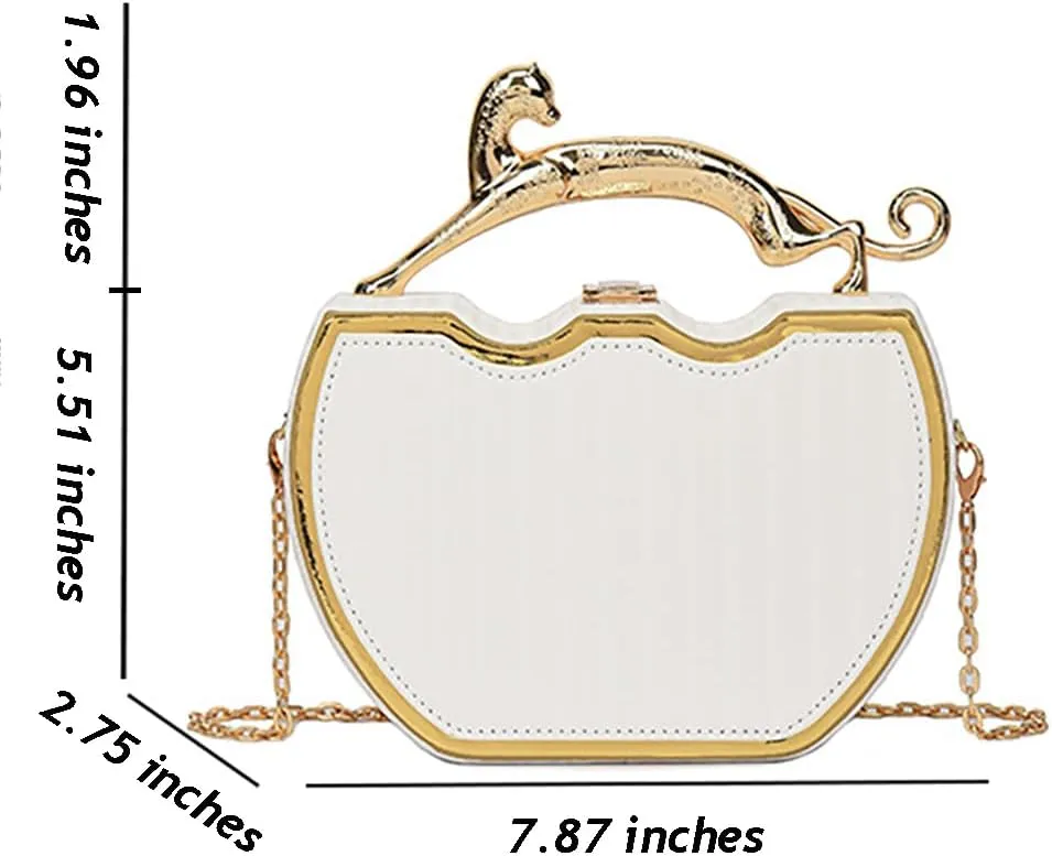 Women's Retro Metal Handbag Box Purse, Fashion Sewing Chain Shoulder Bag, PU Lightweight Phnom Penh Square Crossbody Tote