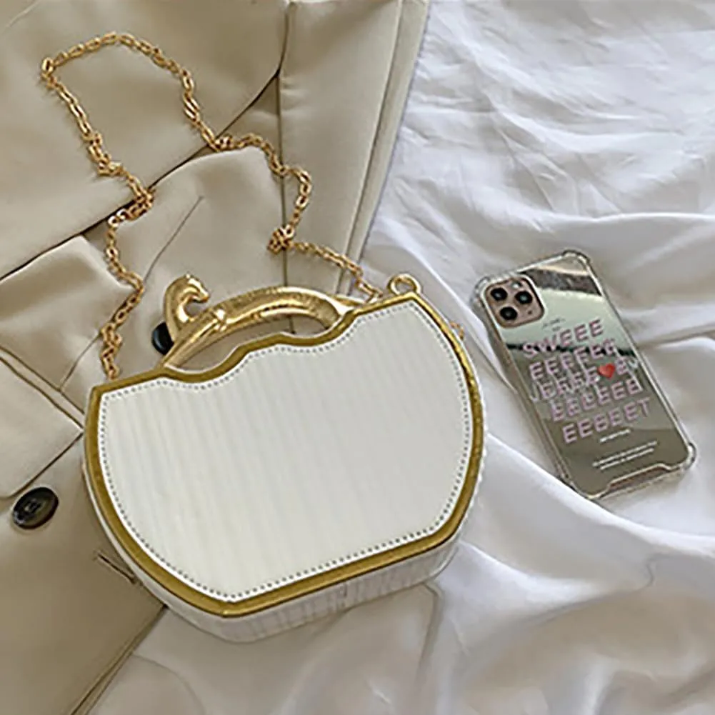 Women's Retro Metal Handbag Box Purse, Fashion Sewing Chain Shoulder Bag, PU Lightweight Phnom Penh Square Crossbody Tote