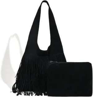 Women's Retro Suede Tote Bag Slouchy Bags Hobo Shoulder Tote Bag Large Suede Shoulder Bag for Travel College Work