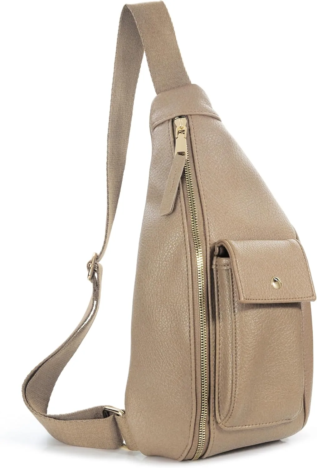 Women's Sling Bag Vegan Leather Fanny Packs Crossbody bag with Adjustable Shoulder Strap Chest Bag for Travel (Nude)