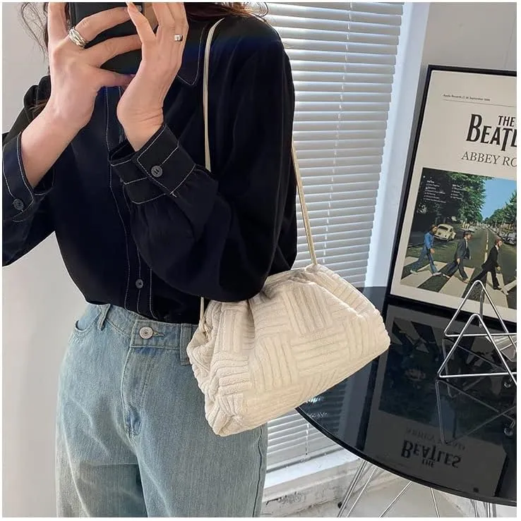 Women's Soft Cloud Bag - Fashion Dumpling One-shoulder Tote - Pleated Pouch Y2K Tote