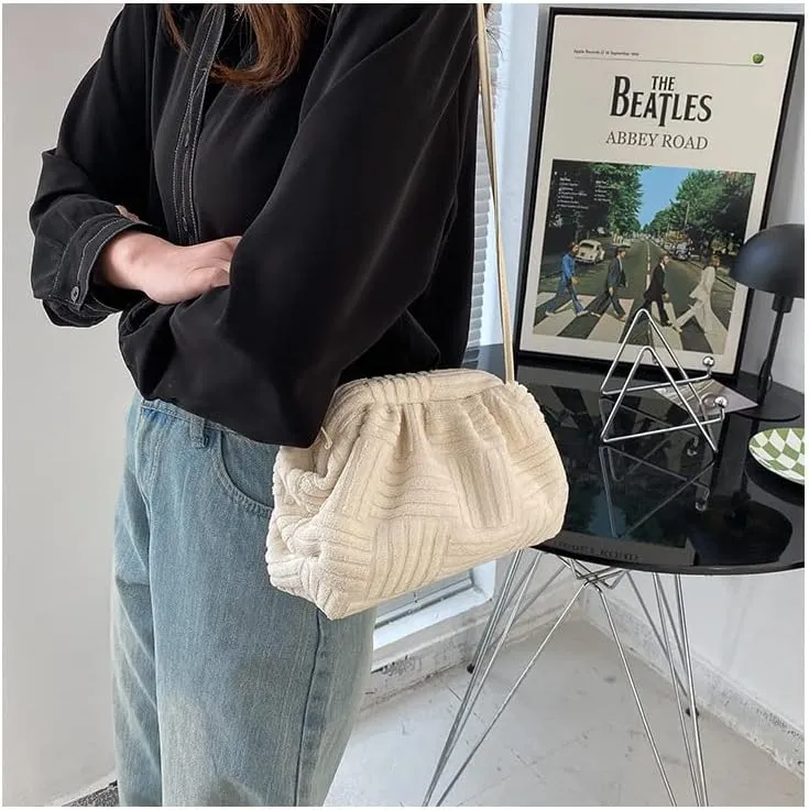 Women's Soft Cloud Bag - Fashion Dumpling One-shoulder Tote - Pleated Pouch Y2K Tote