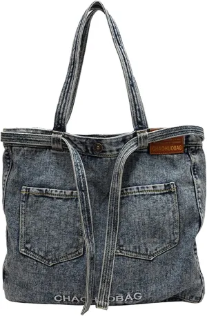 Women's soft denim handbag, single shoulder crossbody tote bag, casual retro crossbody bag, large capacity denim wallet