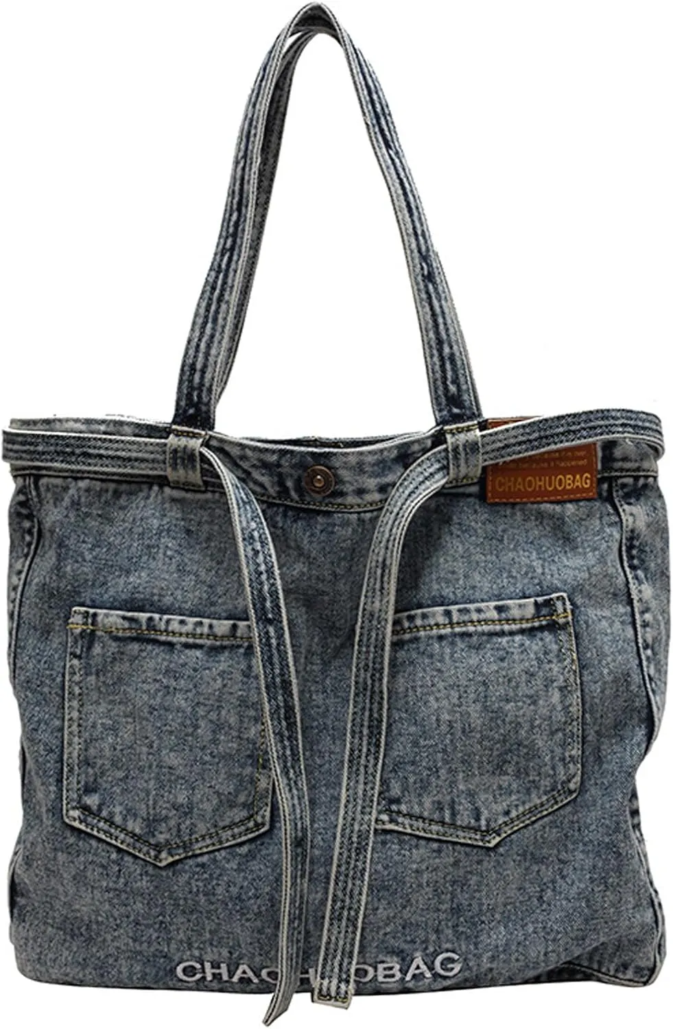 Women's soft denim handbag, single shoulder crossbody tote bag, casual retro crossbody bag, large capacity denim wallet