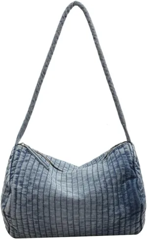 Womens Vintage Shoulder Bags Washed Denim Tote Bag Large Handbags Top Handle Purse Casual Soft Messenger Bag