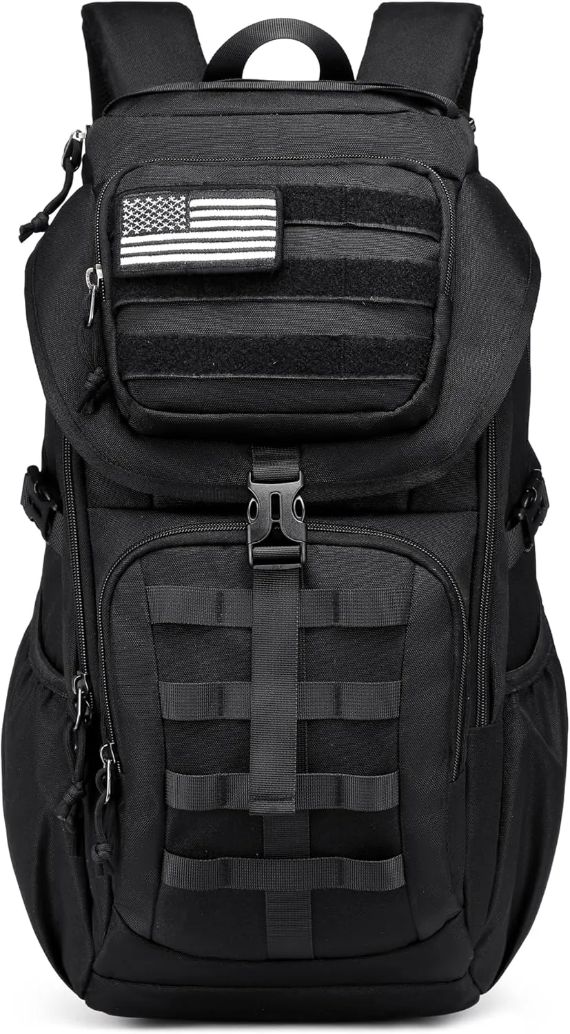 Wotony Tactical Assault Pack Backpack Molle Military Backpack Outdoor Hiking Camping Rucksack Waterproof backpack for men (Black, 25L)
