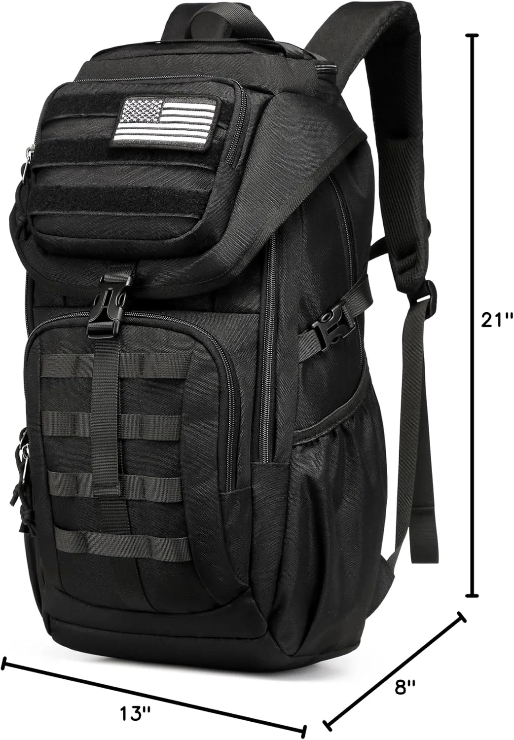 Wotony Tactical Assault Pack Backpack Molle Military Backpack Outdoor Hiking Camping Rucksack Waterproof backpack for men (Black, 25L)