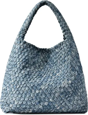 Woven Bag Purses and Handbags Woven Vegan Leather Tote Shoulder Top-Handle Bag With Purses for Women