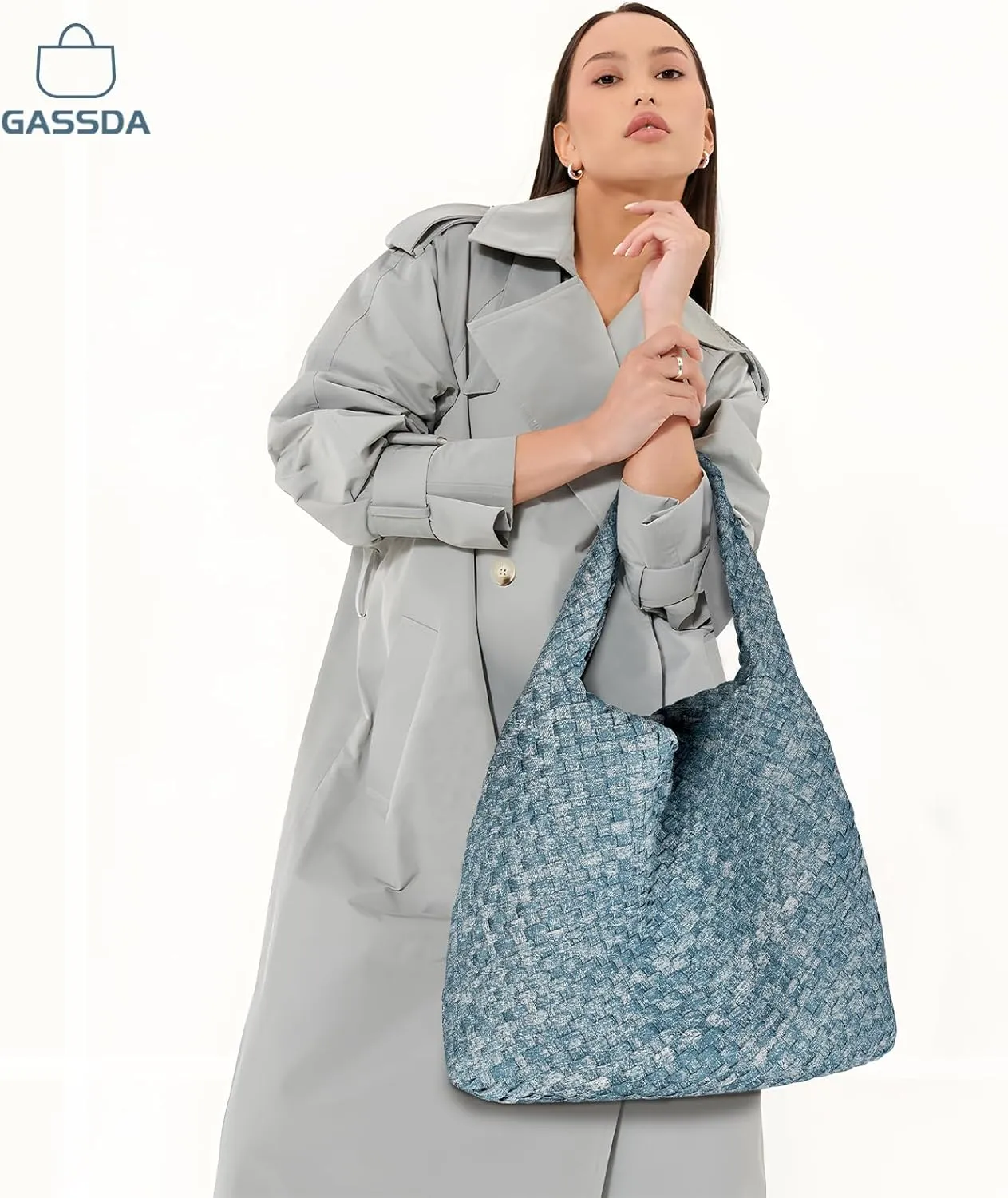 Woven Bag Purses and Handbags Woven Vegan Leather Tote Shoulder Top-Handle Bag With Purses for Women