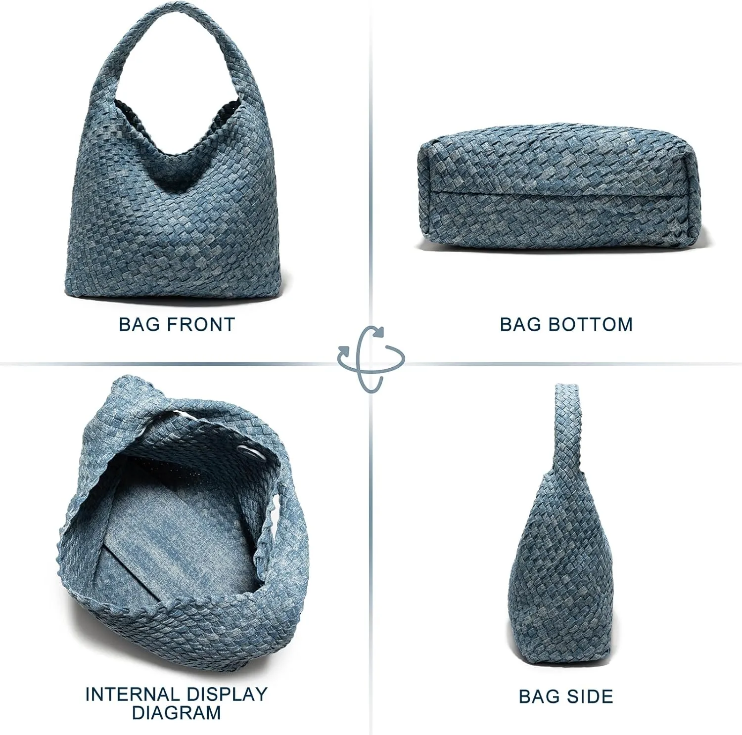 Woven Bag Purses and Handbags Woven Vegan Leather Tote Shoulder Top-Handle Bag With Purses for Women