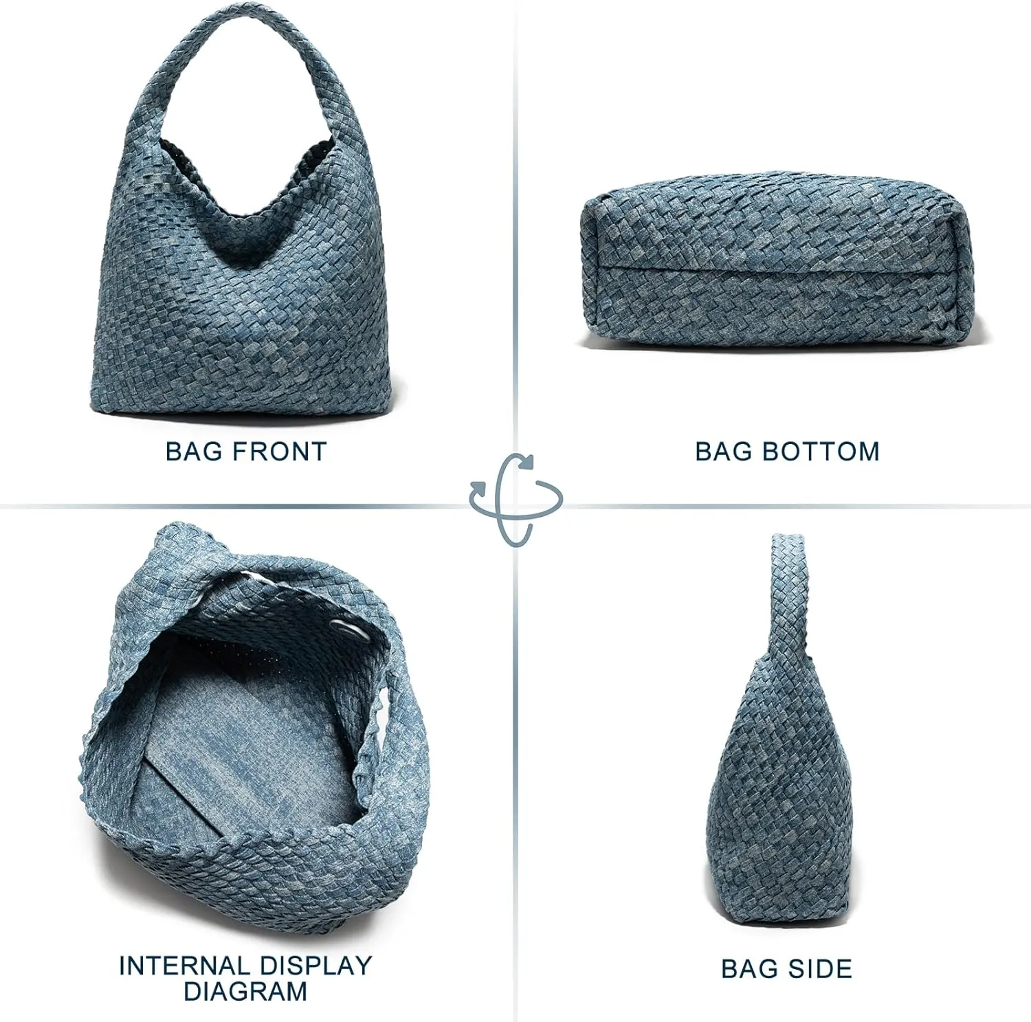 Woven Bag Purses and Handbags Woven Vegan Leather Tote Shoulder Top-Handle Bag With Purses for Women