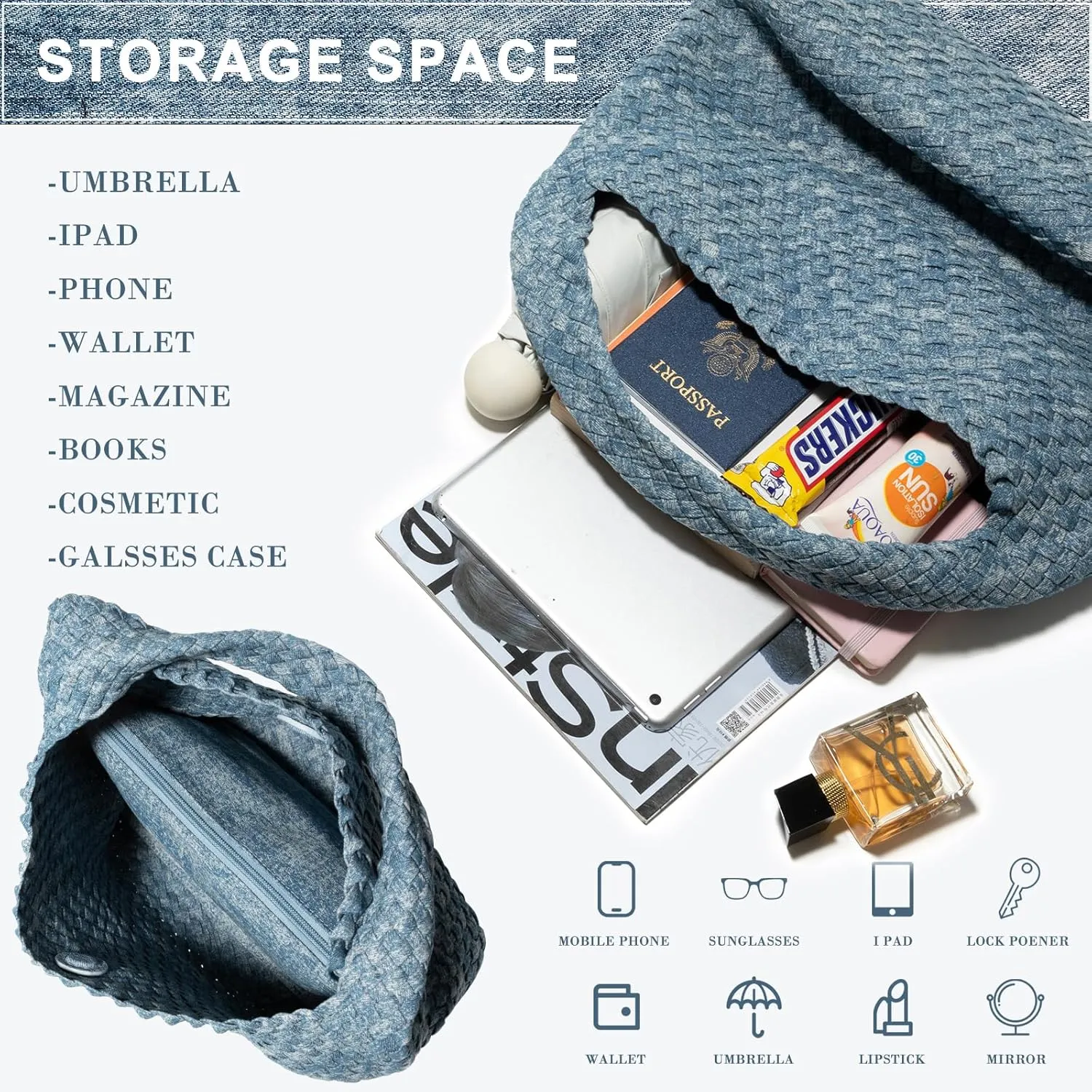 Woven Bag Purses and Handbags Woven Vegan Leather Tote Shoulder Top-Handle Bag With Purses for Women