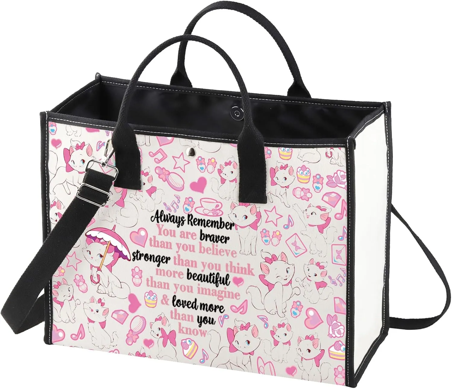 WZMPA Cat Marie Cosmetic Bag - Fans Gift 'You Are Braver Stronger Beautiful Than You Know' - Makeup Zipper Pouch (Cat Marie-TB)