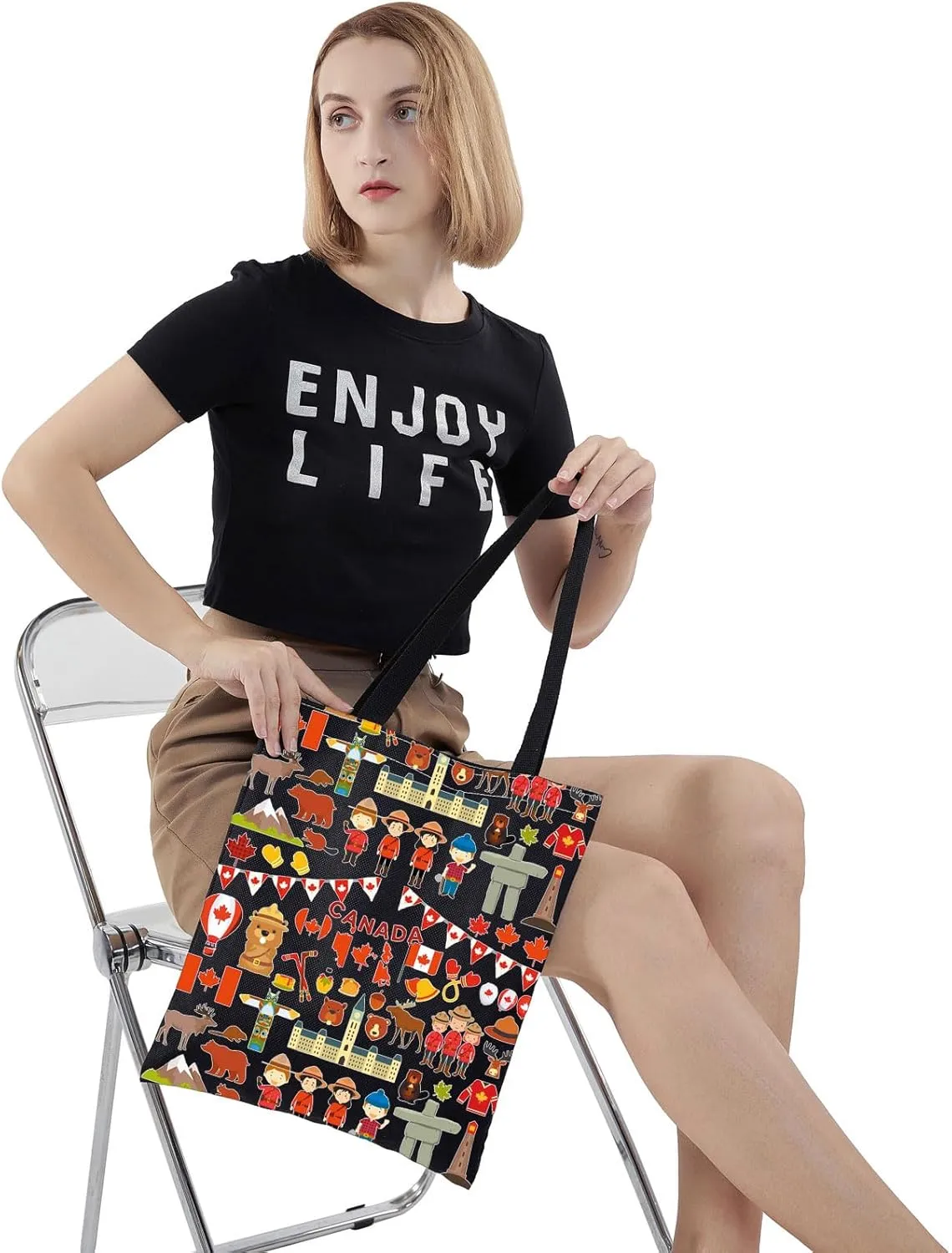 WZMPA Funny Canada Trip Cosmetic Bag Canada Souvenir Gift Canada Vacation Makeup Zipper Pouch Bag Canada Travel Merchandise (Canada Tote-BL)