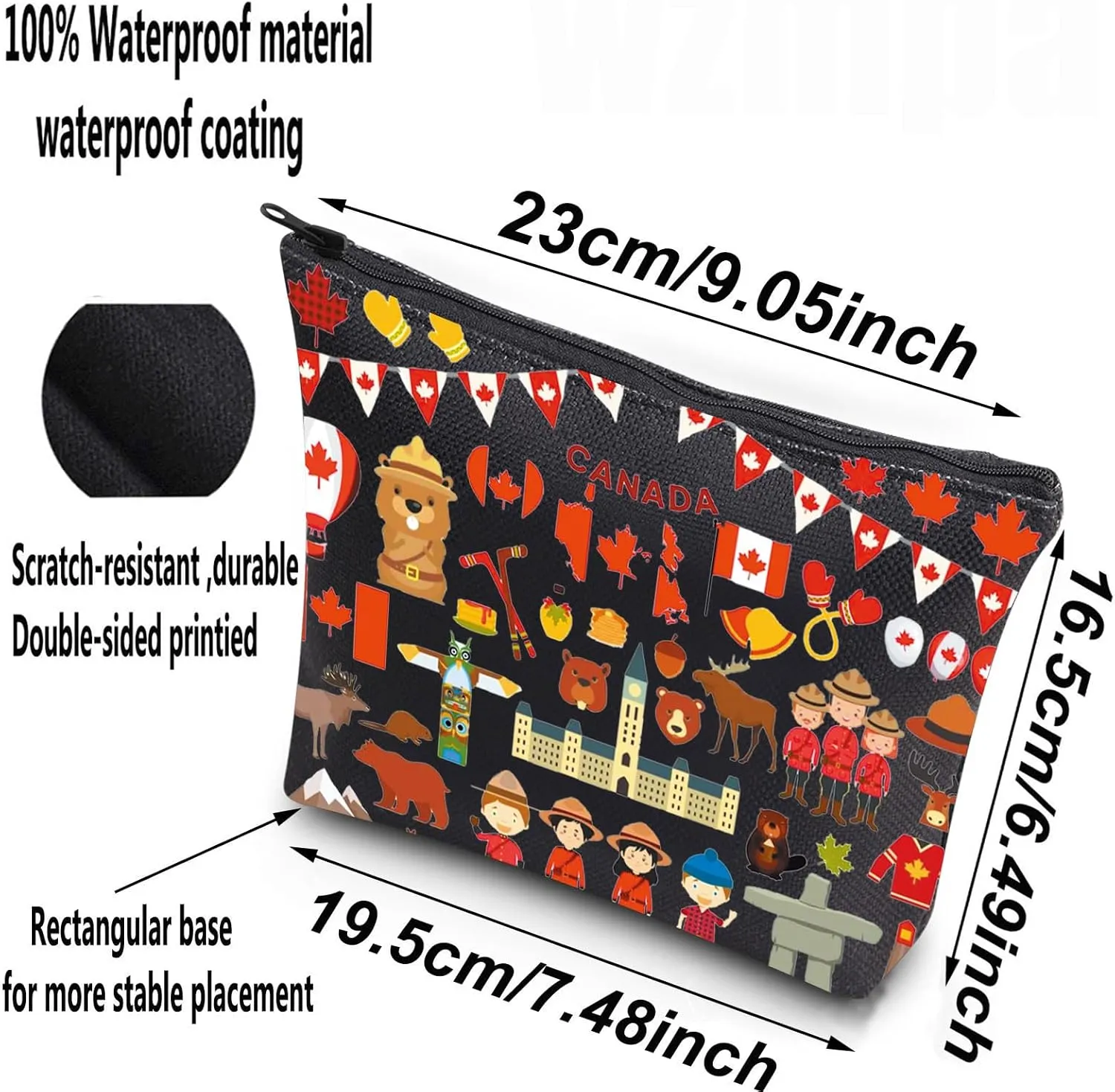WZMPA Funny Canada Trip Cosmetic Bag - Souvenir Gift Vacation Makeup Zipper Pouch Bag - Travel Merchandise