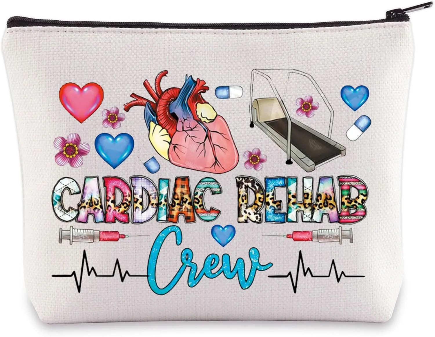 WZMPA Funny Cardiology Rehab Cosmetic Bag Cardiologist Gift Cardiac Rehab Nurse Makeup Zipper Pouch Bag Cardiology Student Merchandise (Cardiac Rehab)