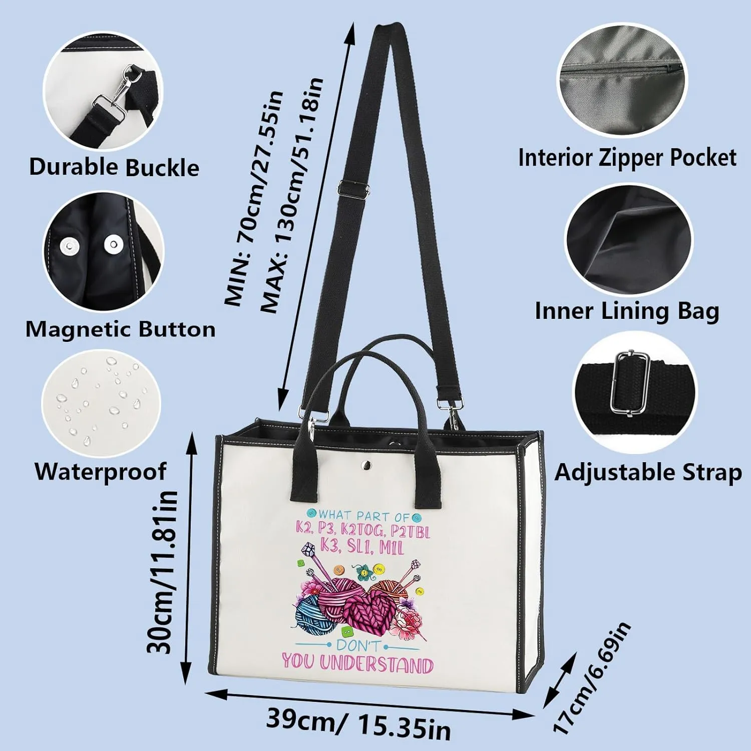 WZMPA Funny Knitting Cosmetic Bag Yarn Collector Gift What Part Don't You Understand Makeup Zipper Pouch Bag Knitter Merchandise (Don't Understand-TB)