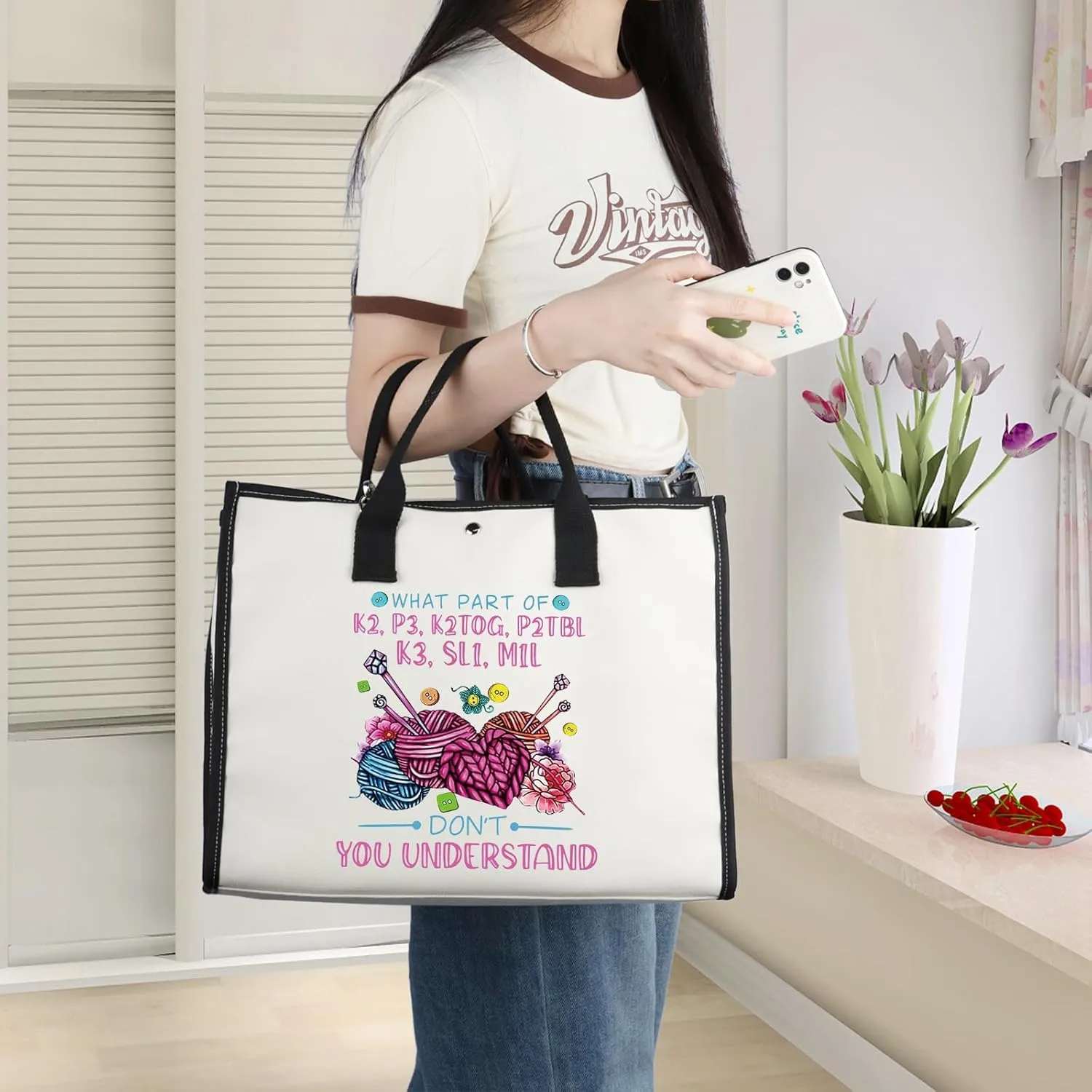 WZMPA Funny Knitting Cosmetic Bag Yarn Collector Gift What Part Don't You Understand Makeup Zipper Pouch Bag Knitter Merchandise (Don't Understand-TB)