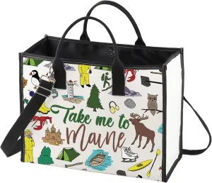 WZMPA Maine State Cosmetic Bag Maine Souvenir Gifts Take Me To Maine Zipper Pouch Bag Maine State Merchandise (To Maine-TB)