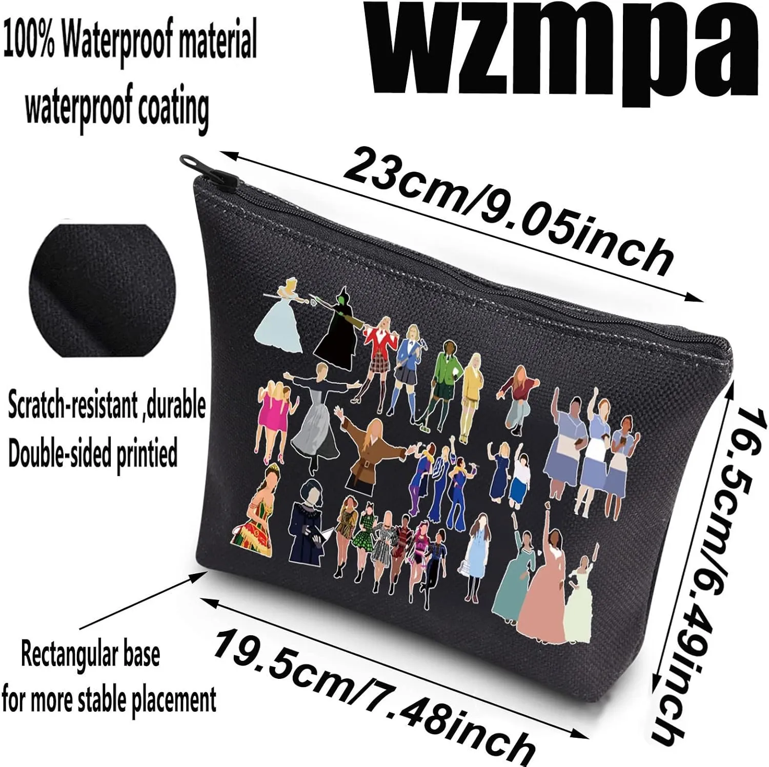 WZMPA Musical Character Cosmetic Makeup Bag Musical Theatre Fans Gift You Are Braver Stronger Smarter Than You Think Musical Zipper Pouch Bag
