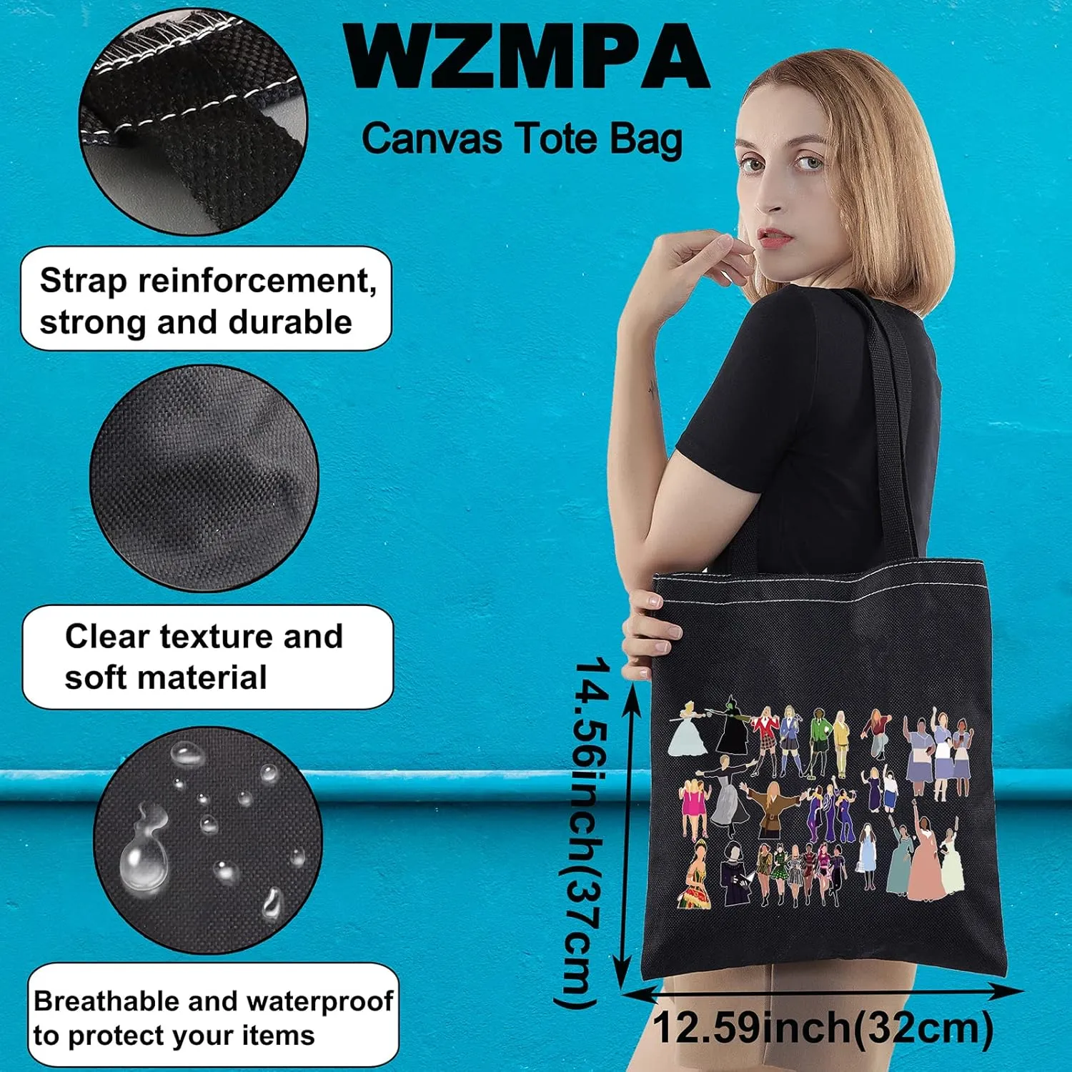WZMPA Musical Character Cosmetic Makeup Bag Musical Theatre Fans Gift You Are Braver Stronger Smarter Than You Think Musical Zipper Pouch Bag