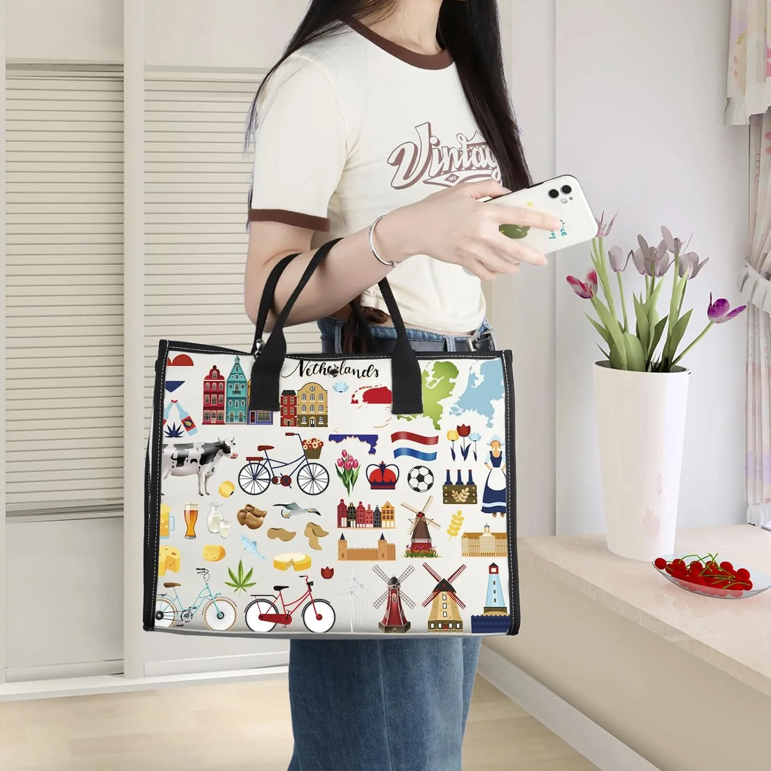 WZMPA Netherlands Travel Bag Netherlands Amsterdam Souvenir Gift Dutch Makeup Zipper Pouch Bag Netherlands Trip Merchandise (Netherlands-TB)