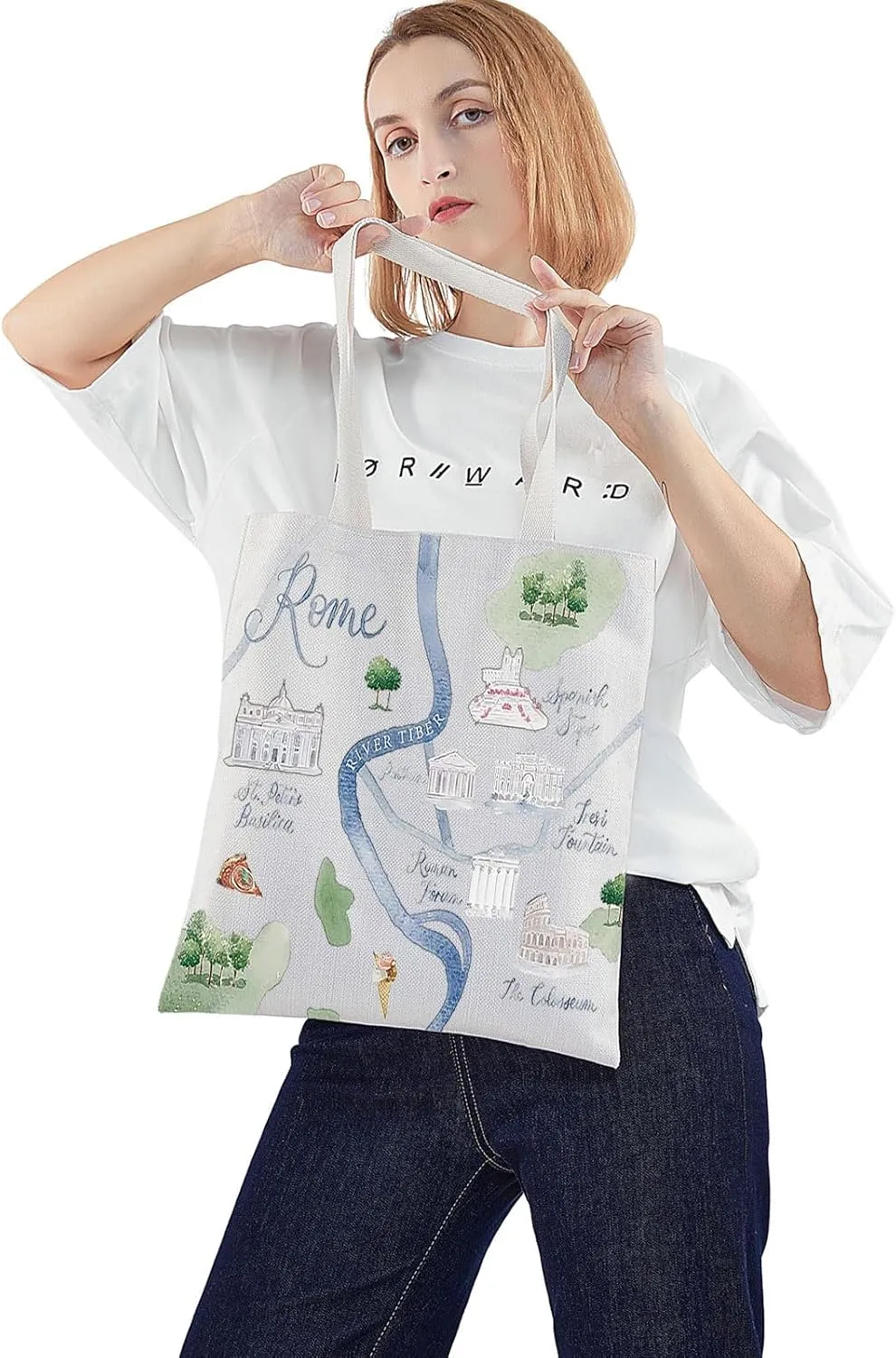WZMPA Rome City Map Cosmetic Bag Italy Travel Souvenir Gift Rome Long Distance Relationship Makeup Zipper Pouch Bag Rome Merchandise (Rome T)