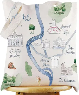 WZMPA Rome City Map Cosmetic Bag Italy Travel Souvenir Gift Rome Long Distance Relationship Makeup Zipper Pouch Bag Rome Merchandise (Rome T)