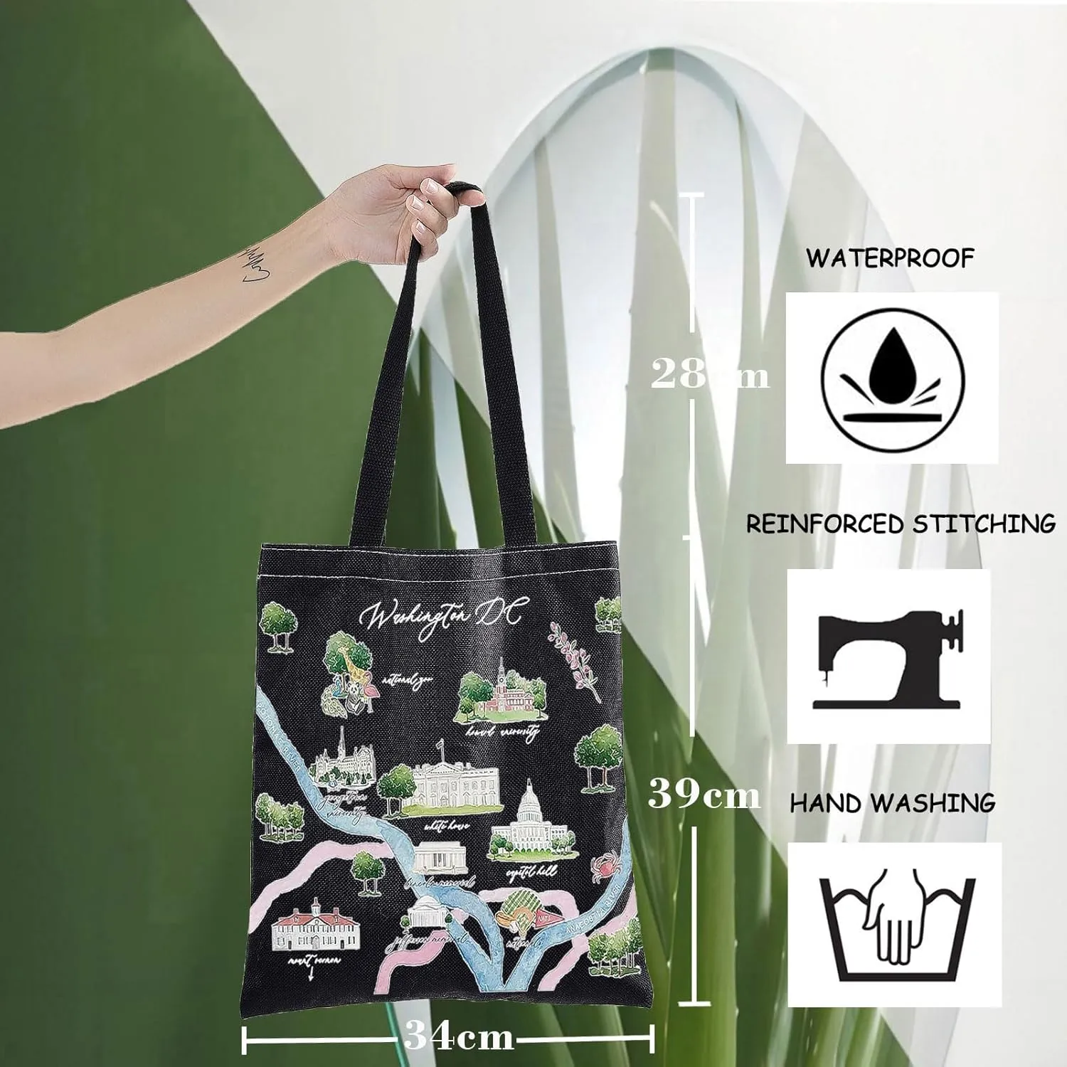 WZMPA Washington DC City Map Cosmetic Bag Travel Souvenir Gift Long Distance Relationship Makeup Zipper Pouch for Family Friend (TG BL)