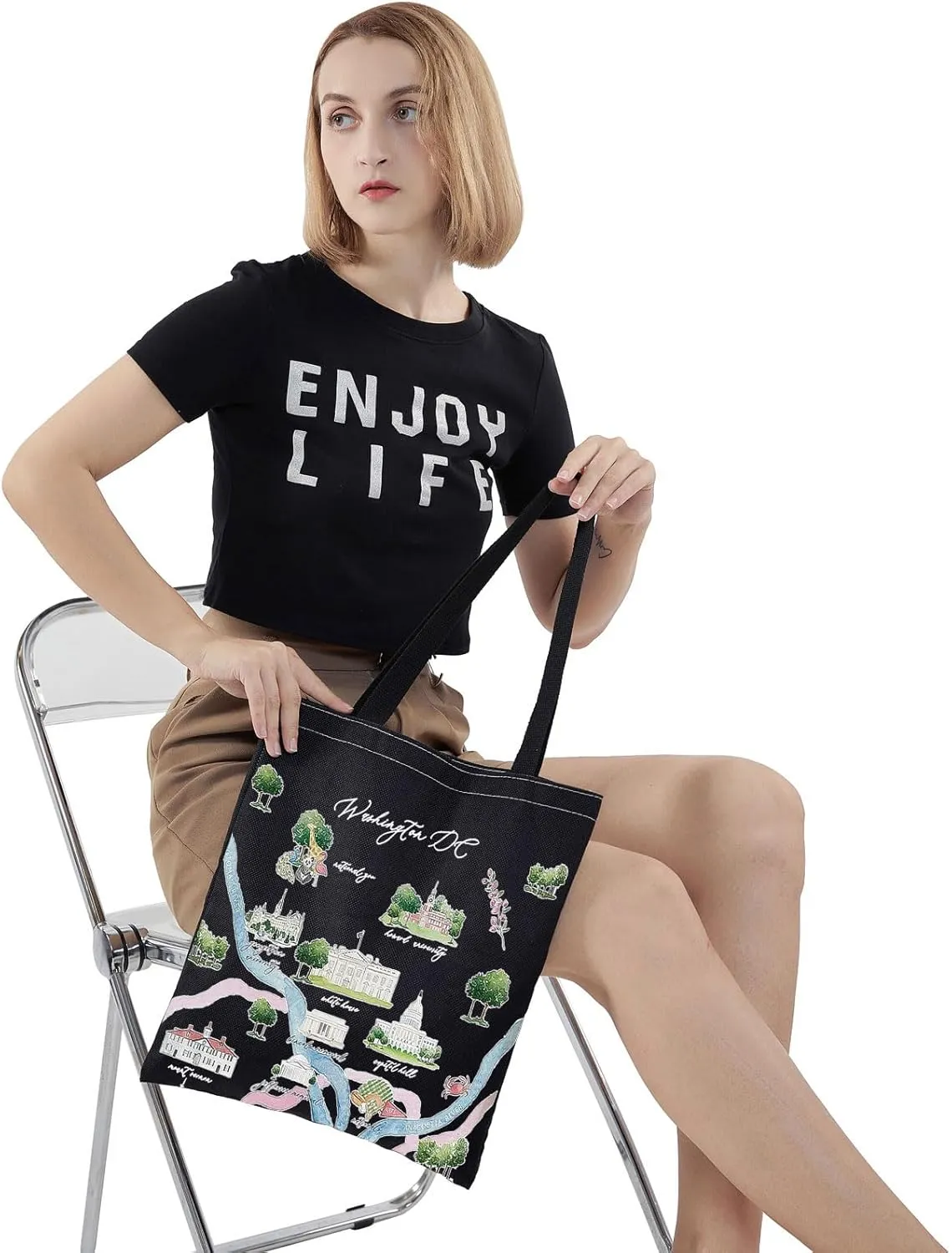 WZMPA Washington DC City Map Cosmetic Bag Travel Souvenir Gift Long Distance Relationship Makeup Zipper Pouch for Family Friend (TG BL)